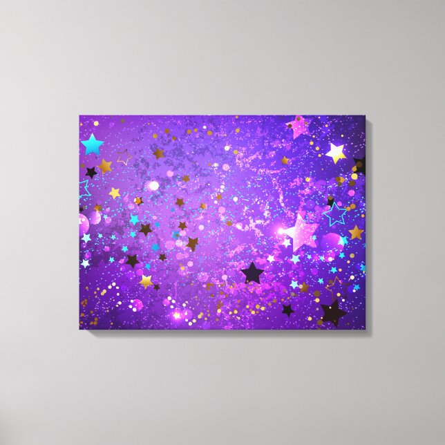 Toile Arrière - plan de feuille violet avec étoiles (Recto)