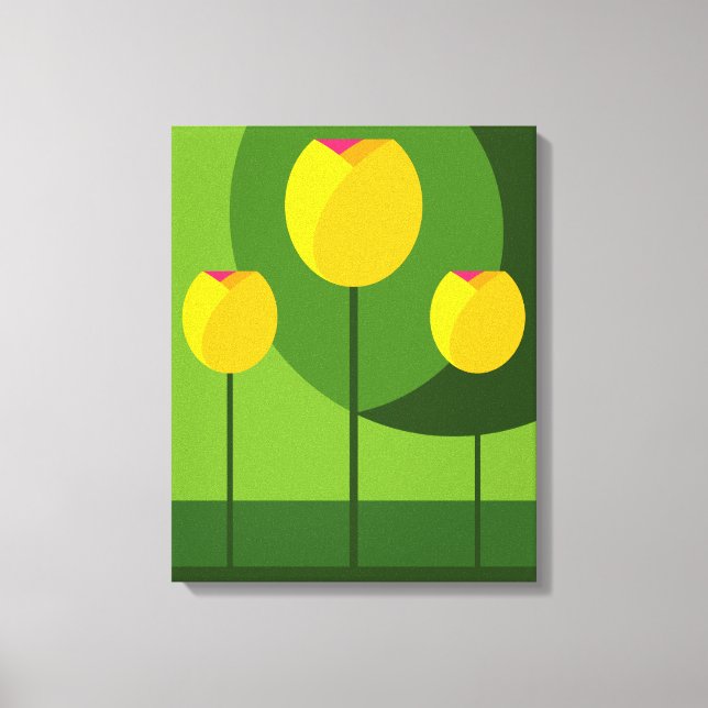 Toile Arrière - plan vert Tulipes Jaunes | Floral (Recto)