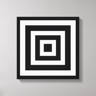 Toile Art Abstrait avec Carrés en noir et blanc