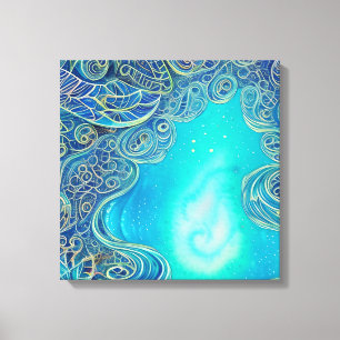 Toile Art abstrait bleu et sarcelle