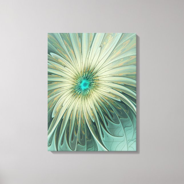 Toile Art abstrait de fleurs de fantaisie vert sauge fra (Recto)