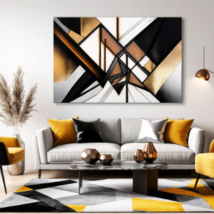 Toile Art abstrait de luxe en bois et or Acrylique