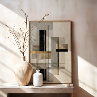 Toile Art abstrait géométrique moderne en or