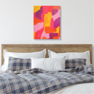 Toile Art abstrait gras rose et jaune 