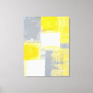 Toile Art abstrait gris et jaune de "champ de bataille"