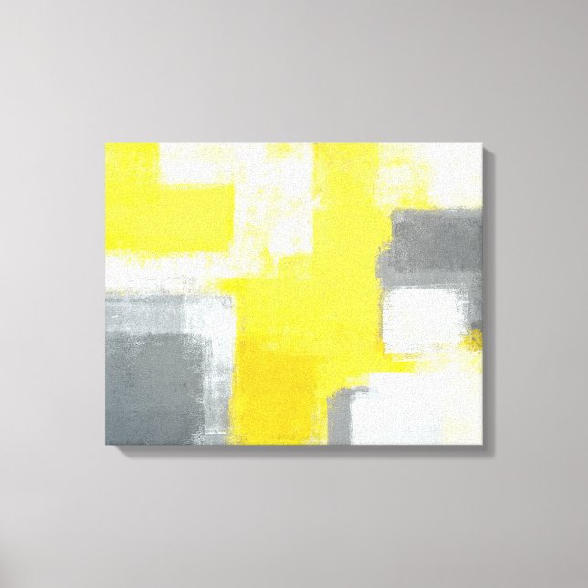 Toile Art Abstrait gris et jaune 'estompé' (Recto)