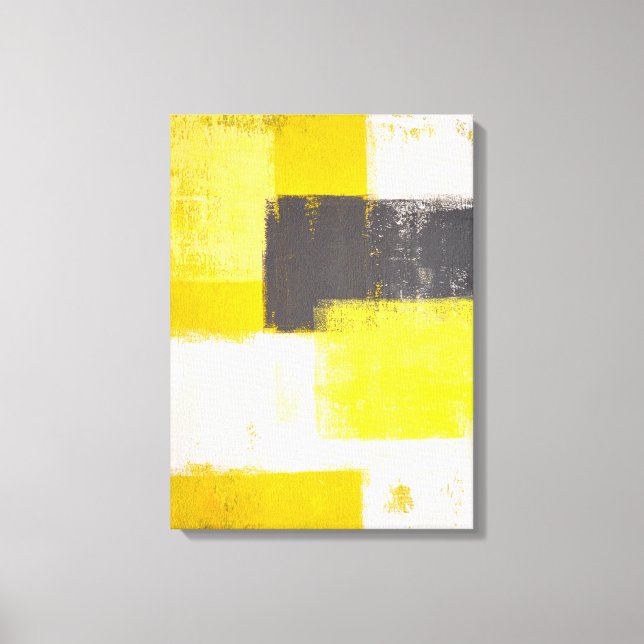 Toile Art Abstrait gris et jaune "Simply Modern" (Recto)
