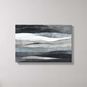 Toile Art abstrait gris vagues grises