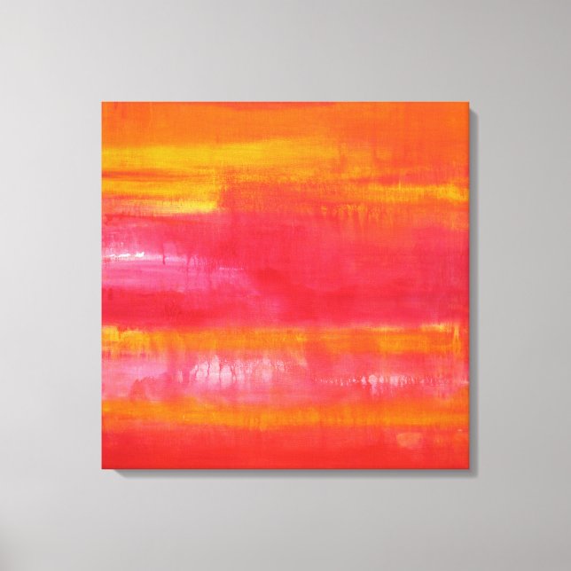 Toile Art Abstrait "JOUR D'ÉTÉ" Rouge jaune orange (Recto)