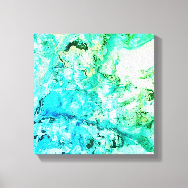 Toile Art Abstrait moderne Bleu Jaune Vert tendance (Recto)