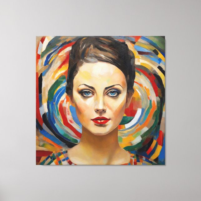 Toile Art abstrait moderne visage fille (Recto)