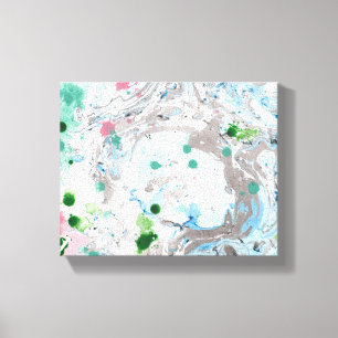 Toile Art Abstrait Rose Bleu Vert Blanc tendance Moderne