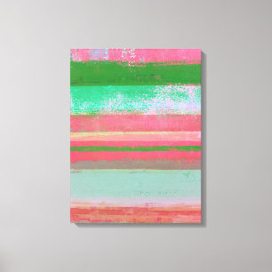 Toile Art Abstrait rose et vert 'renversé'