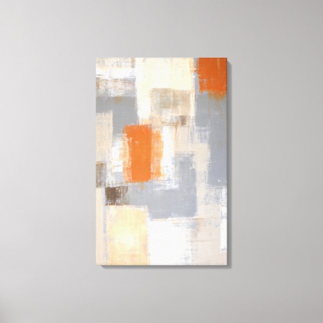 Toile Art Abstrait "so unique" orange et beige (Recto)