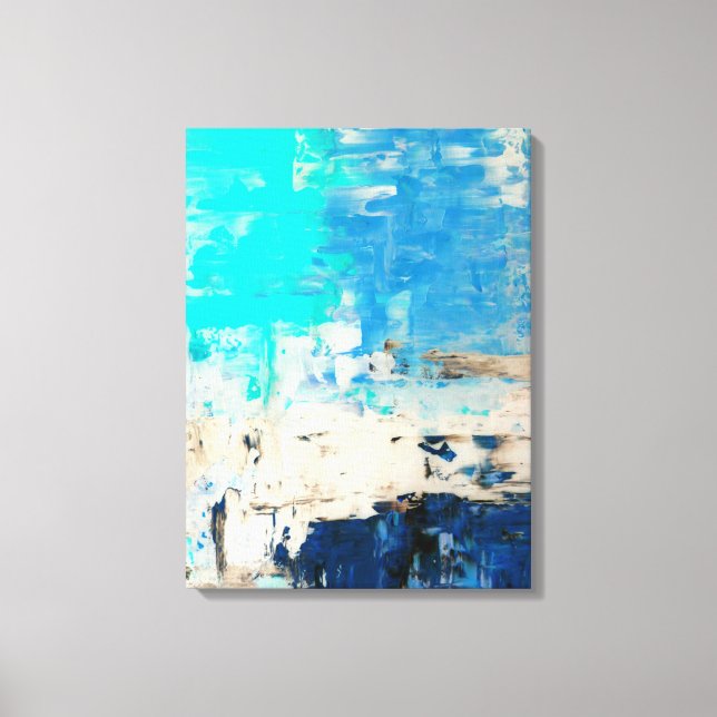 Toile Art Abstrait Turquoise "en face" (Recto)