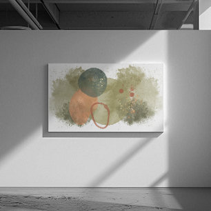 Toile Art abstrait vert stokes, cercles pêche avec or