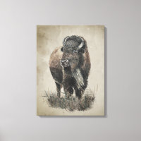Art animalier bison buffle à l'aquarelle de style