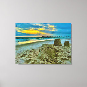 Toile art, art mural, Châteaux De Sable Sur La Plage