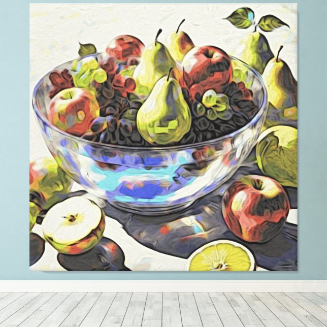 Toile *~* Art Cadeau SC6 4 Fruit Crystal Bowl Still Life (Insitu (Plancher de Bois))