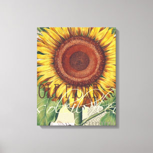 Toile Art de fleur de damas vintage tournesol