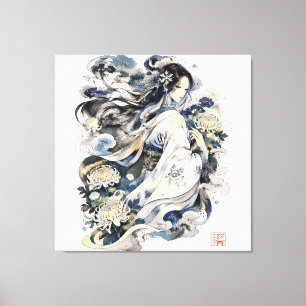 Toile Art de la femme de neige japonaise Yokai d'hiver