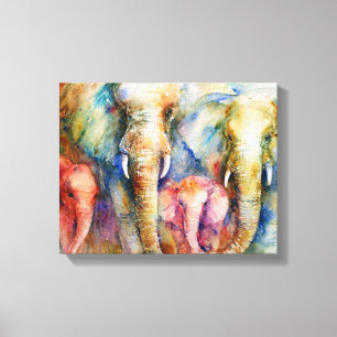 Toile Art de mur de peinture de famille d'éléphant sur