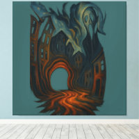 Art de paysage urbain sombre surréaliste avec figu