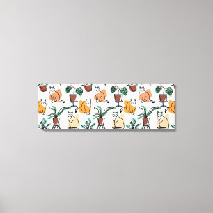 Toile Art de trait dessin chats et fleurs