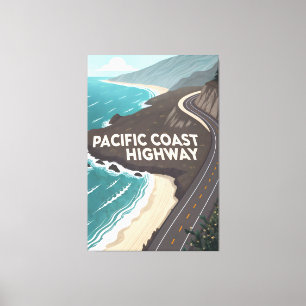 Toile Art de voyage rétro de la Pacific Coast Highway