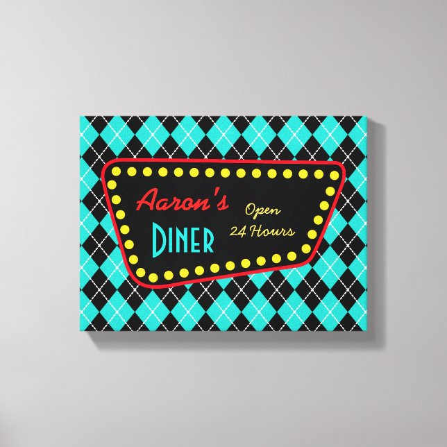 Toile Art des signes Retro Custom Diner (Recto)