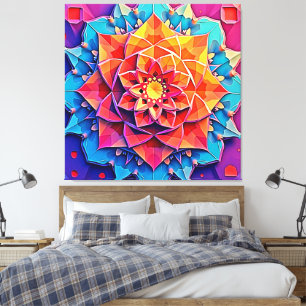 Toile Art d'impression d'énergie de prisme floral abstra