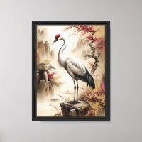 Art élégant de la grue avec charme paysager asiati