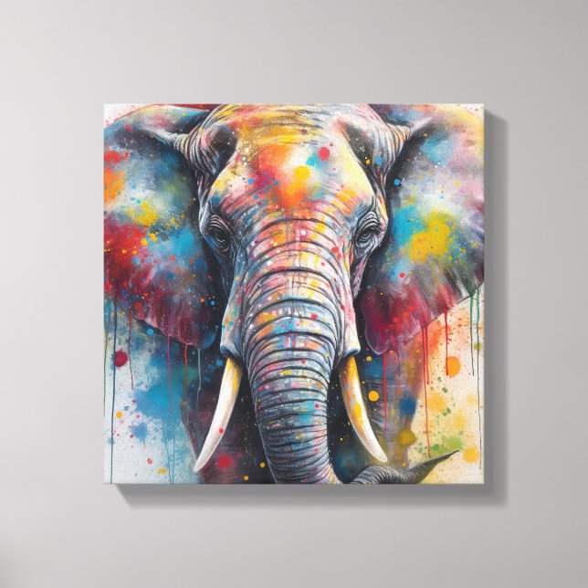 Toile Art Eléphant coloré moderne (Recto)