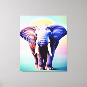 Toile Art Eléphant Vibrant Une Pop de Couleur pour votre