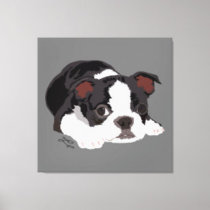 Toile Art esthétique de Boston Terrier Cube Puppy