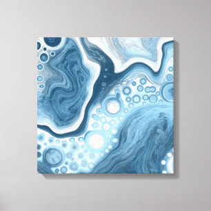 Toile Art fluide bleu et blanc