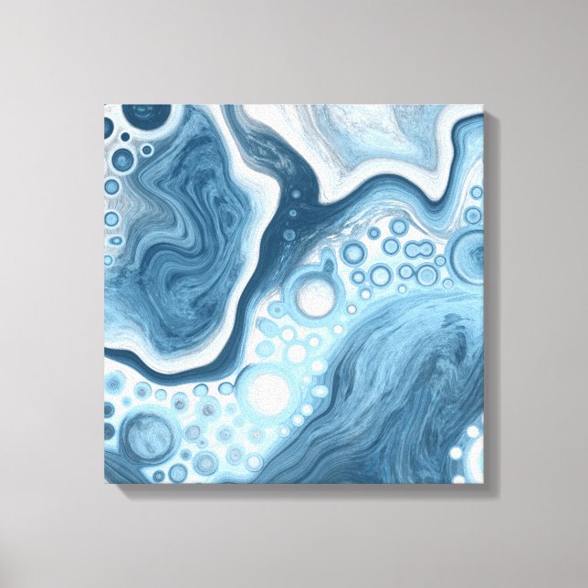 Toile Art fluide bleu et blanc (Recto)