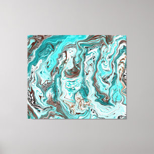 Toile Art fluide en marbre turquoise et noir