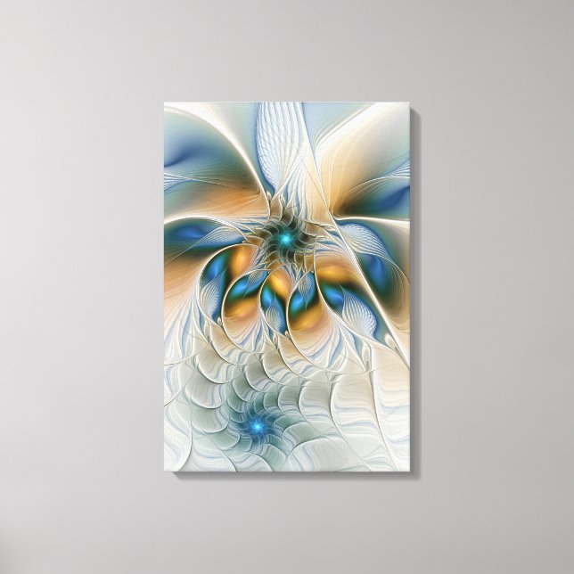 Toile Art fractal abstrait et aérien avec du bleu (Recto)