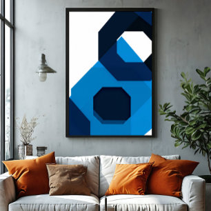 Toile Art Hexagone Bleu