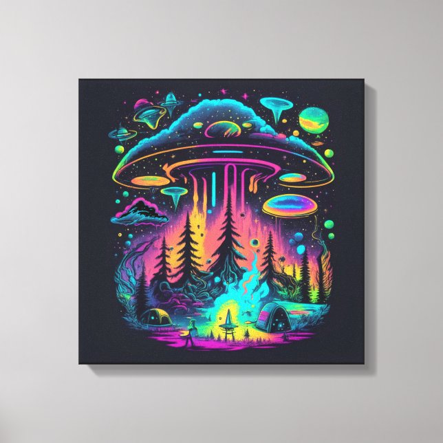 Toile Art Imaginaire UFO psychédélique (Recto)