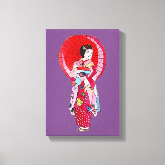 Toile Art japonais Geisha avec parapluie (Recto)