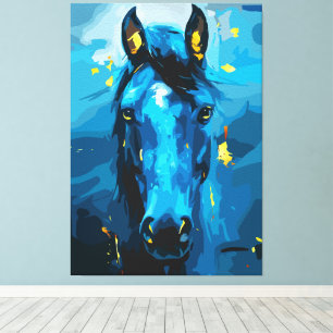 Toile Art majestic Blue Horse - Force et élégance