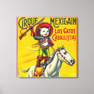 Toile Art mexicain de poster vintage de cirque de chat