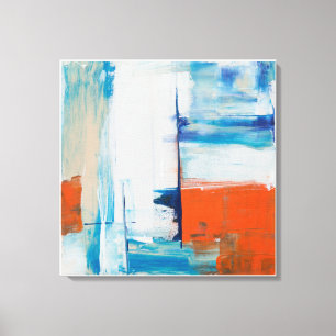 Toile Art Moderne Abstrait Bleu et Orange