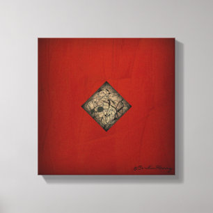 Toile Art Moderne de Style Pollock Rouge Dramatique