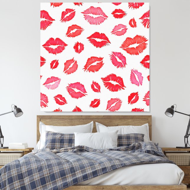 Toile Art Motif à lèvres rouge et rose (Insitu(Chambre))