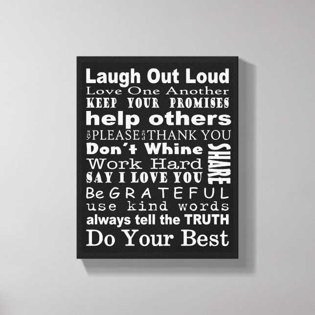 Toile Art mur des valeurs familiales (Recto)