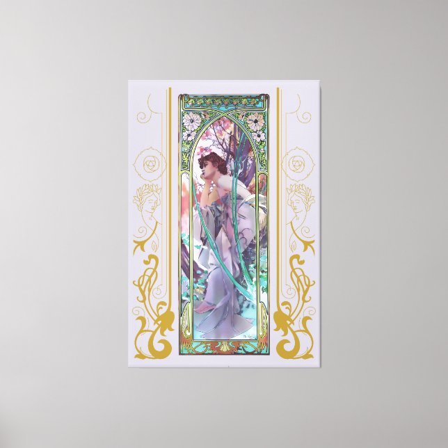 Toile Art Nouveau Alphonse Mucha Soirée Contemplation (Recto)