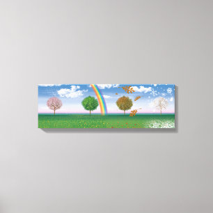 Toile art numérique de quatre saisons pour une large to